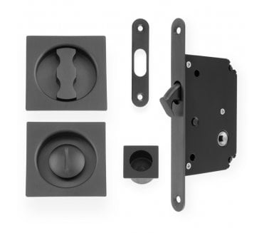A&W AW111 Square Sliding Pocket Door Bathroom Lock Set - Dark Bronze