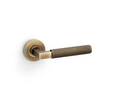A&W AW200 Hurricane Diamond Knurled Lever On Round Rose - Antique Brass