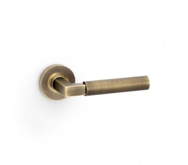 A&W AW201AB Hurricane Smooth Door Handle On Rose - Antique Brass