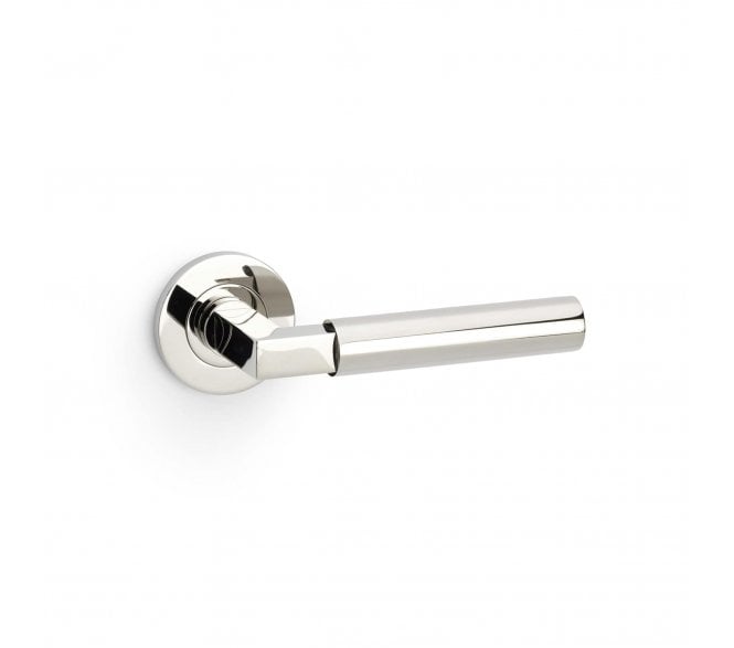 A&W AW201PNPVD Hurricane Smooth Door Handle On Rose - Polished Nickel PVD