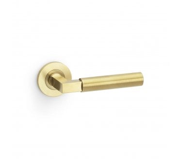 A&W AW201SBPVD Hurricane Smooth Door Handle On Rose - Satin Brass PVD