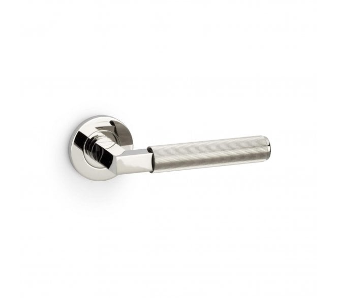 A&W AW202 Hurricane Reeded Lever On Round Rose - Polished Nickel