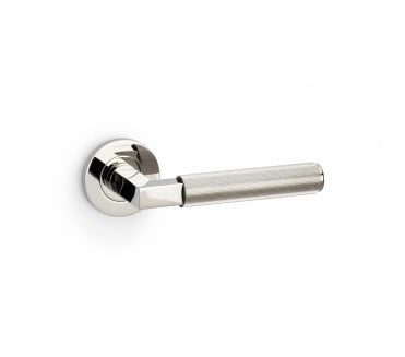 A&W AW202 Hurricane Reeded Lever On Round Rose - Polished Nickel