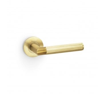 A&W AW210 Harrier Diamond Knurled Lever On Round Rose - Satin Brass