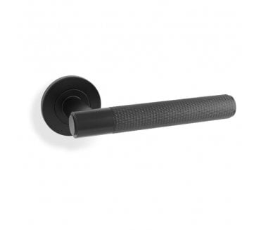 A&W AW220 Spitfire Diamond Knurled Lever On Round Rose - Black