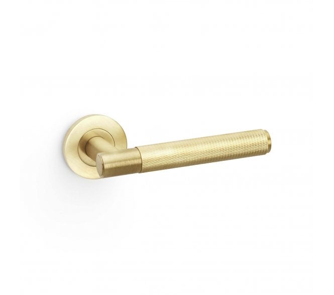A&W AW220 Spitfire Diamond Knurled Lever On Round Rose - Satin Brass