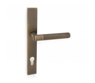 A&W AW220MPE Spitfire Knurled Multipoint Lock Handles - 92mm Centres - Antique Brass