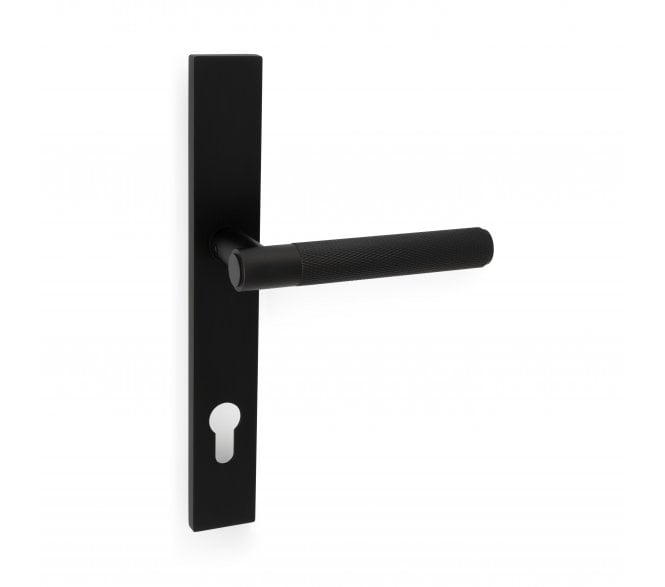 A&W AW220MPE Spitfire Knurled Multipoint Lock Handles - 92mm Centres - Matt Black PVD