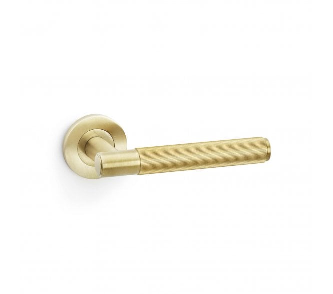 A&W AW222 Spitfire Reeded Lever On Round Rose - Satin Brass