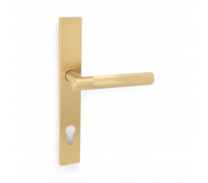 A&W AW222MPE Spitfire Reeded Multipoint Lock Handles - 92mm Centres - Satin Brass PVD