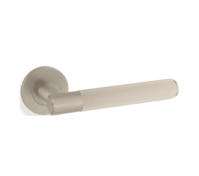 A&W AW222SN Spitfire Reeded Door Handle On Rose - Satin Nickel