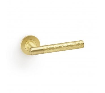 A&W AW223 Spitfire Hammered Lever On Round Rose - Satin Brass