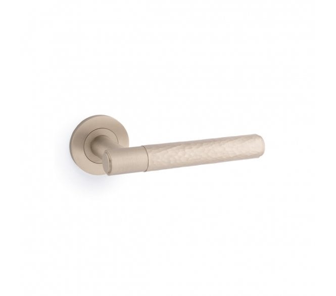 A&W AW223 Spitfire Hammered Lever On Round Rose - Satin Nickel