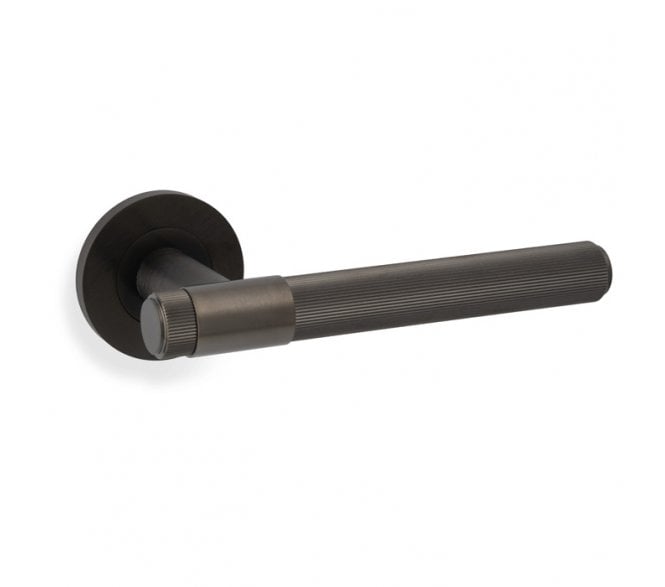 A&W AW242DBZPVD Kingston Reeded lever on Round Rose - Dark Bronze PVD