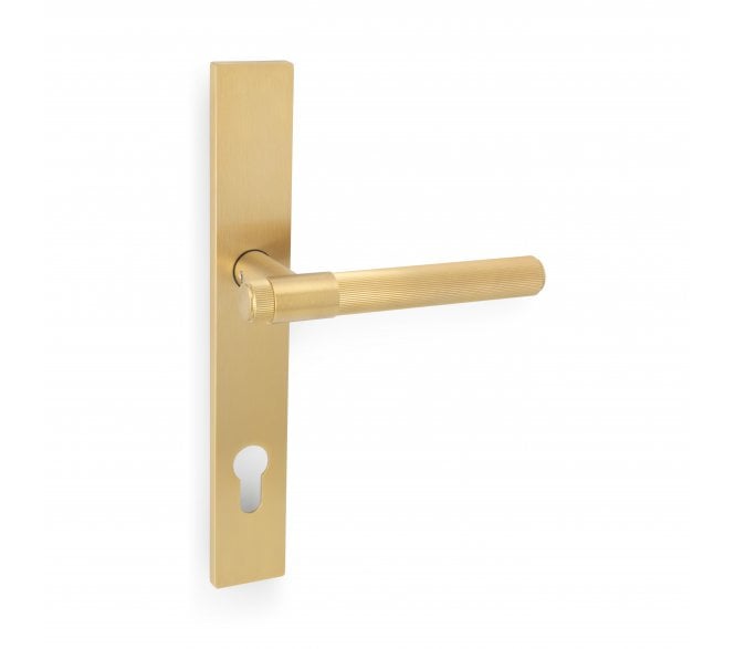 A&W AW242MPE Kingston Reeded Multipoint Lock Handles - 92mm Centres - Satin Brass PVD