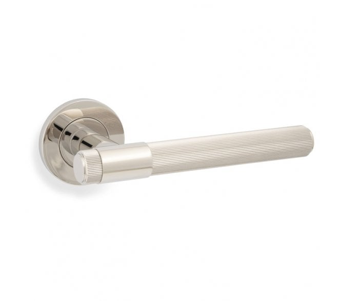 A&W AW242PNPVD Kingston Reeded lever on Round Rose - Polished Nickel PVD