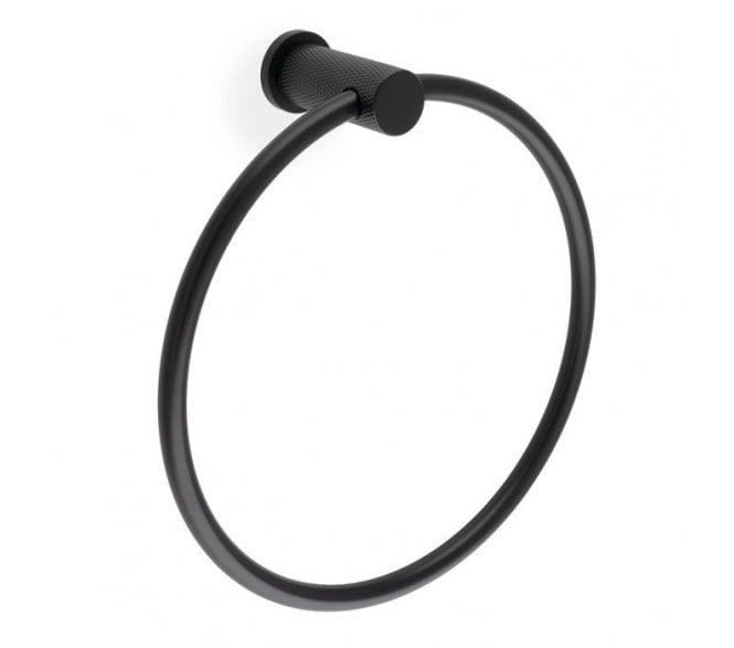 A&W AW451 Brunel Diamond Knurled Towel Ring - Black