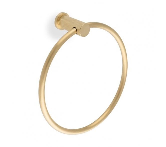 A&W AW451 Brunel Diamond Knurled Towel Ring - Satin Brass