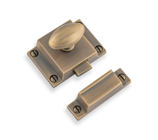A&W AW730 Cupboard Latch With Oval Turn - Antique Brass