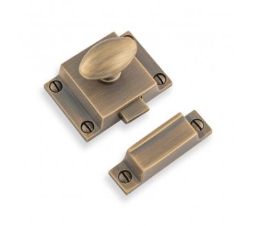 A&W AW730 Cupboard Latch With Oval Turn - Antique Brass