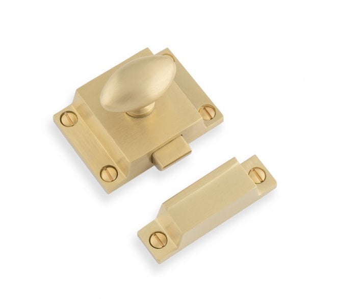 A&W AW730 Cupboard Latch With Oval Turn - Satin Brass