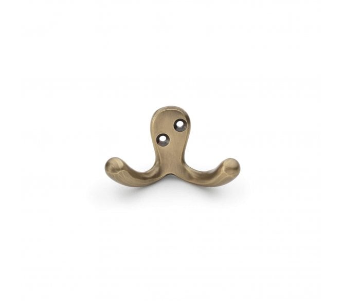 A&W AW773 Victorian Style Double Robe Hook - Antique Brass
