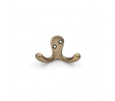 A&W AW773 Victorian Style Double Robe Hook - Antique Brass
