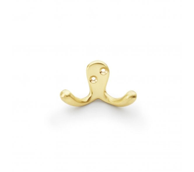 A&W AW773 Victorian Style Double Robe Hook - Satin Brass