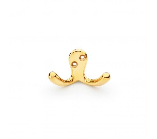 A&W AW773 Victorian Style Double Robe Hook - Unlacquered Brass