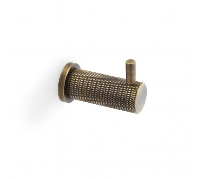 A&W AW775 Brunel Diamond Knurled Coat Hook - Antique Brass