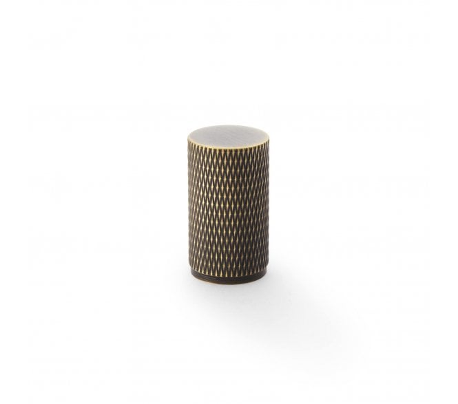 A&W AW800 Brunel Diamond Knurled Cylinder Cupboard Knobs - Antique Brass