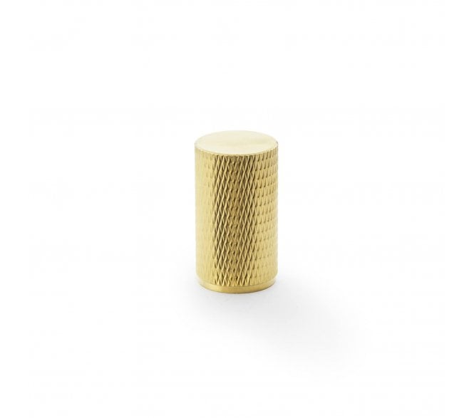 A&W AW800 Brunel Diamond Knurled Cylinder Cupboard Knobs - Satin Brass