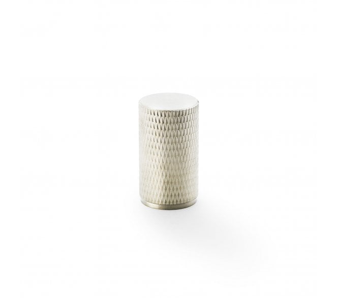 A&W AW800 Brunel Diamond Knurled Cylinder Cupboard Knobs - Satin Nickel