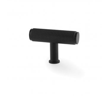 A&W AW801 Crispin Diamond Knurled T- Bar Cupboard Knobs - Black