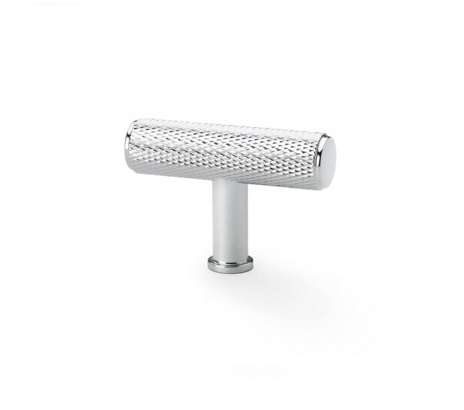 A&W AW801 Crispin Diamond Knurled T- Bar Cupboard Knobs - Polished Chrome