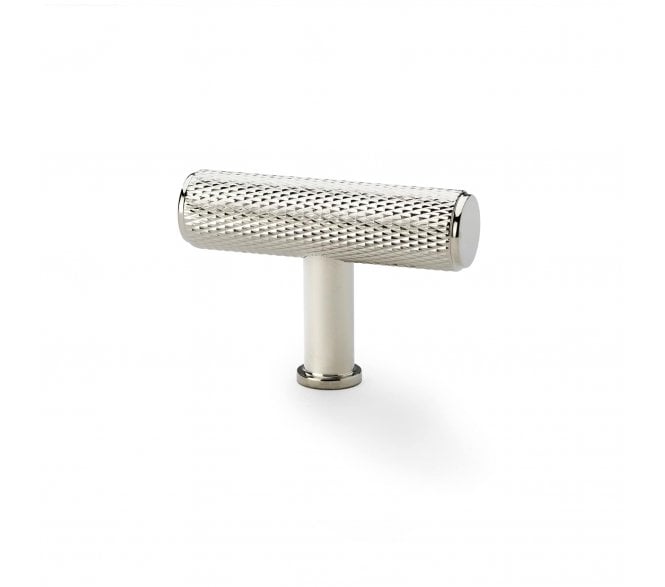 A&W AW801 Crispin Diamond Knurled T- Bar Cupboard Knobs - Polished Nickel