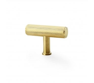 A&W AW801 Crispin Diamond Knurled T- Bar Cupboard Knobs - Satin Brass