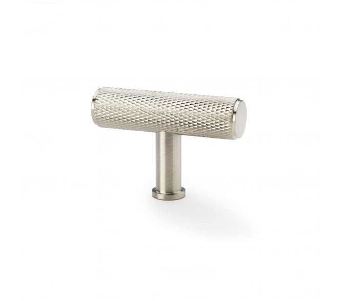 A&W AW801 Crispin Diamond Knurled T- Bar Cupboard Knobs - Satin Nickel