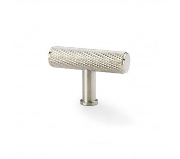 A&W AW801 Crispin Diamond Knurled T- Bar Cupboard Knobs - Satin Nickel