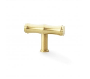 A&W AW801B Crispin Bamboo T- Bar Cupboard Knobs - Satin Brass