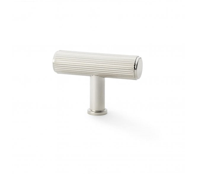 A&W AW801R Crispin Reeded T- Bar Cupboard Knobs - Polished Nickel