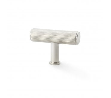 A&W AW801R Crispin Reeded T- Bar Cupboard Knobs - Polished Nickel