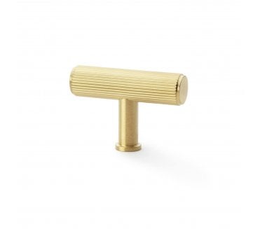 A&W AW801R Crispin Reeded T- Bar Cupboard Knobs - Satin Brass