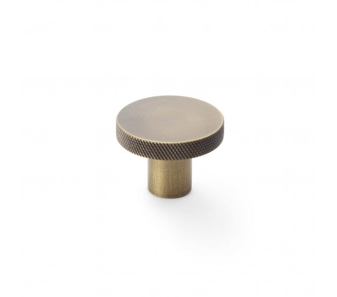 A&W AW802 Hanover Diamond Knurled Circular Cupboard Knobs - Antique Brass