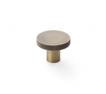 A&W AW802 Hanover Diamond Knurled Circular Cupboard Knobs - Antique Brass
