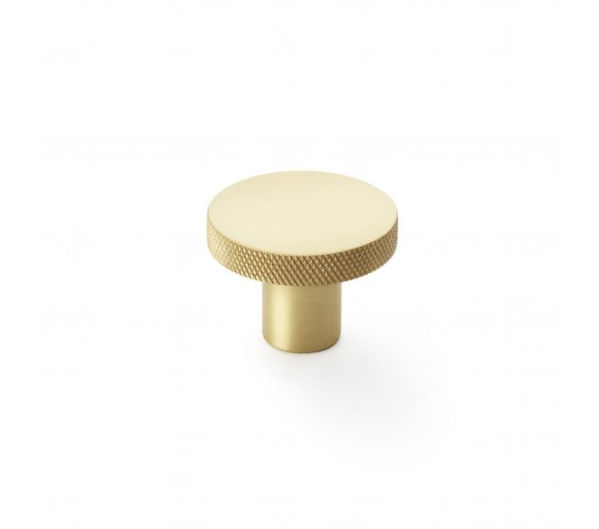A&W AW802 Hanover Diamond Knurled Circular Cupboard Knobs - Satin Brass