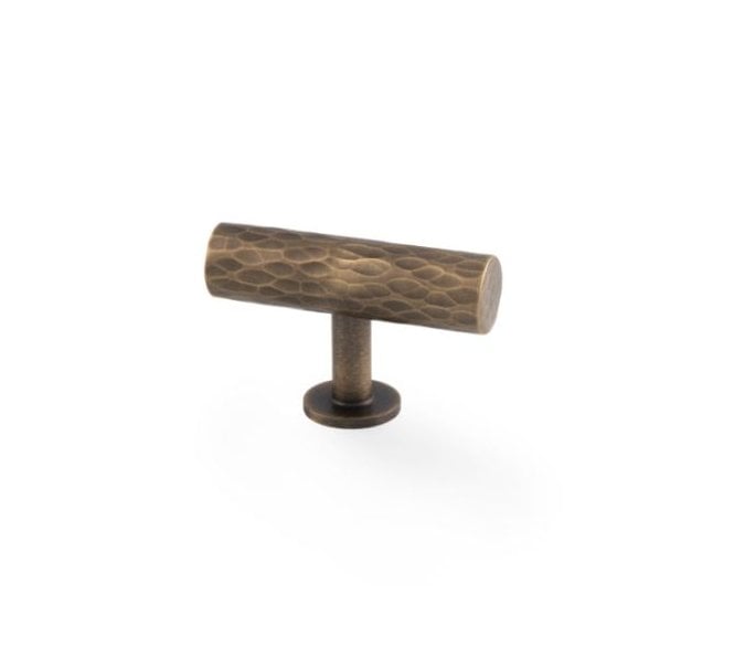 A&W AW804 Leila Hammered T-Bar Cabinet Knob - Antique Brass