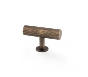 A&W AW804 Leila Hammered T-Bar Cabinet Knob - Antique Brass
