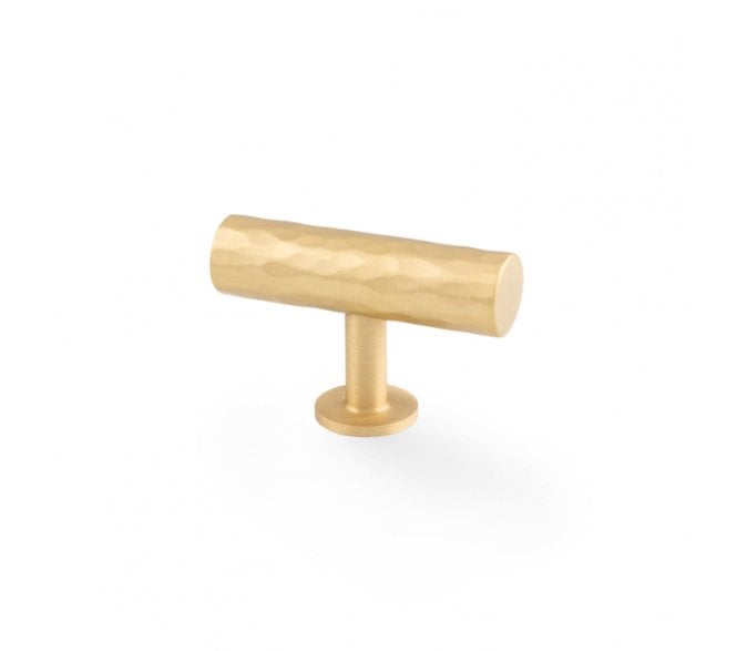 A&W AW804 Leila Hammered T-Bar Cabinet Knob - Satin Brass