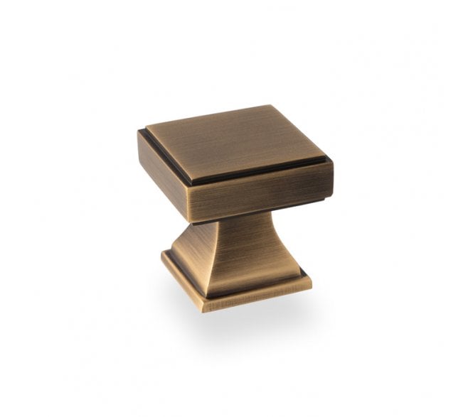 A&W AW806 Jesper Square Cupboard Knobs - Antique Brass